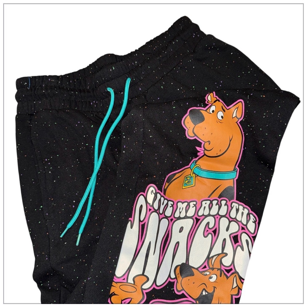 Scooby-Doo Joggers XS NWT Black Speckled Sweatpants Give Me All The Snacks WB